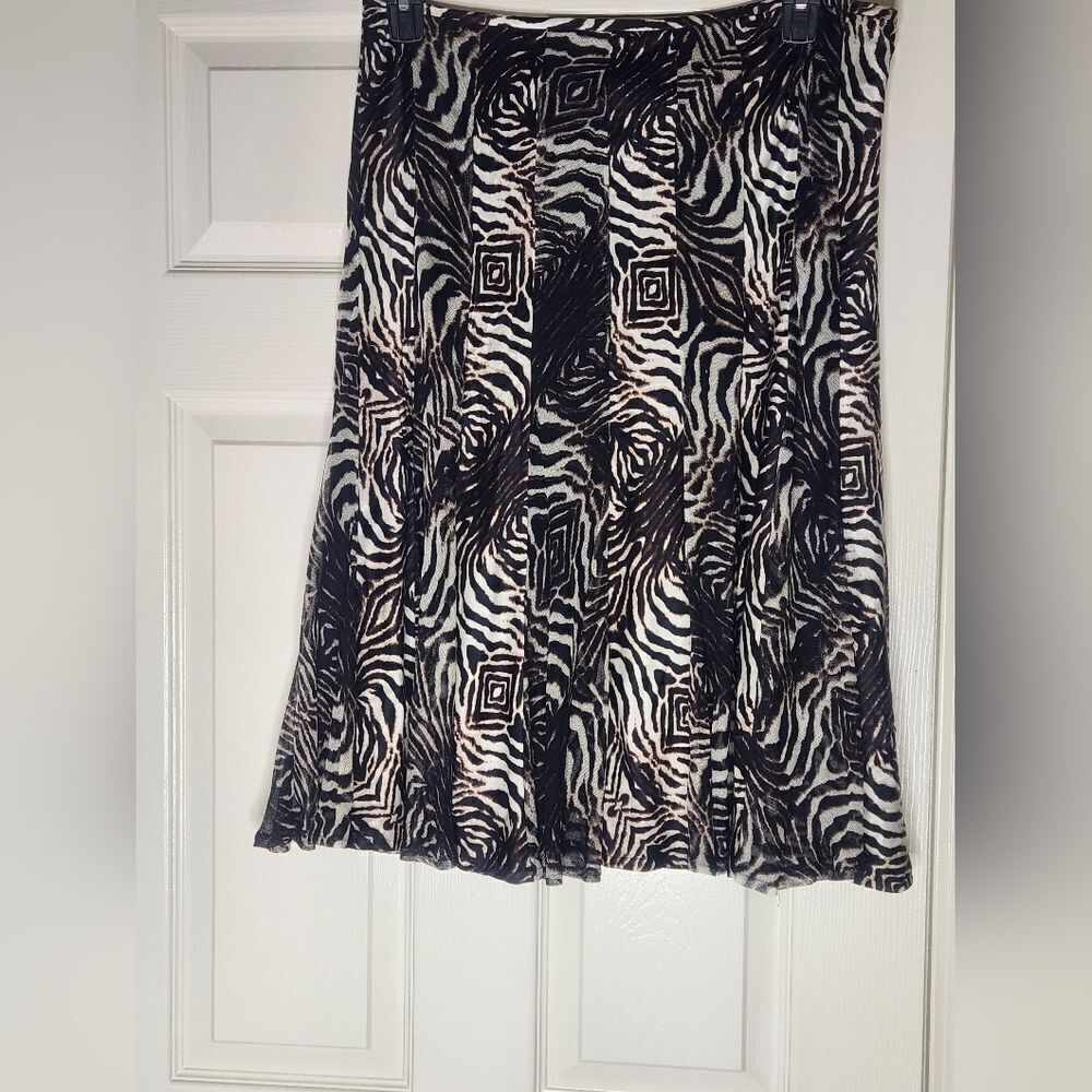 Alberto Makali 14 Tiger Print Mesh Flare 100% SILK Lined Zipper Women’s Skirt